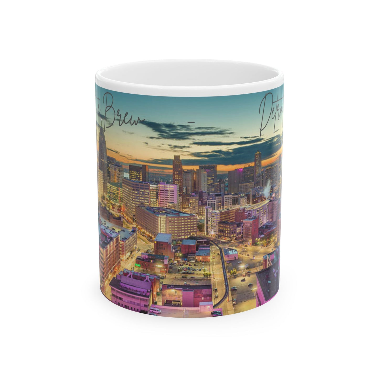DETROIT MI - ENJOY THE BREW -  Ceramic Mug - 11oz & 15oz Coffee Cup for Skyline Lovers