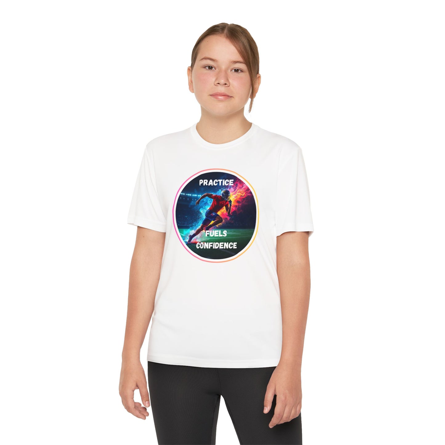 PRACTICE FUELS CONFIDENCE - Youth Athletic T-Shirt, Motivational Practice Tee for Young Athletes, Sports Team Gear, Training Apparel, Gift for Runners