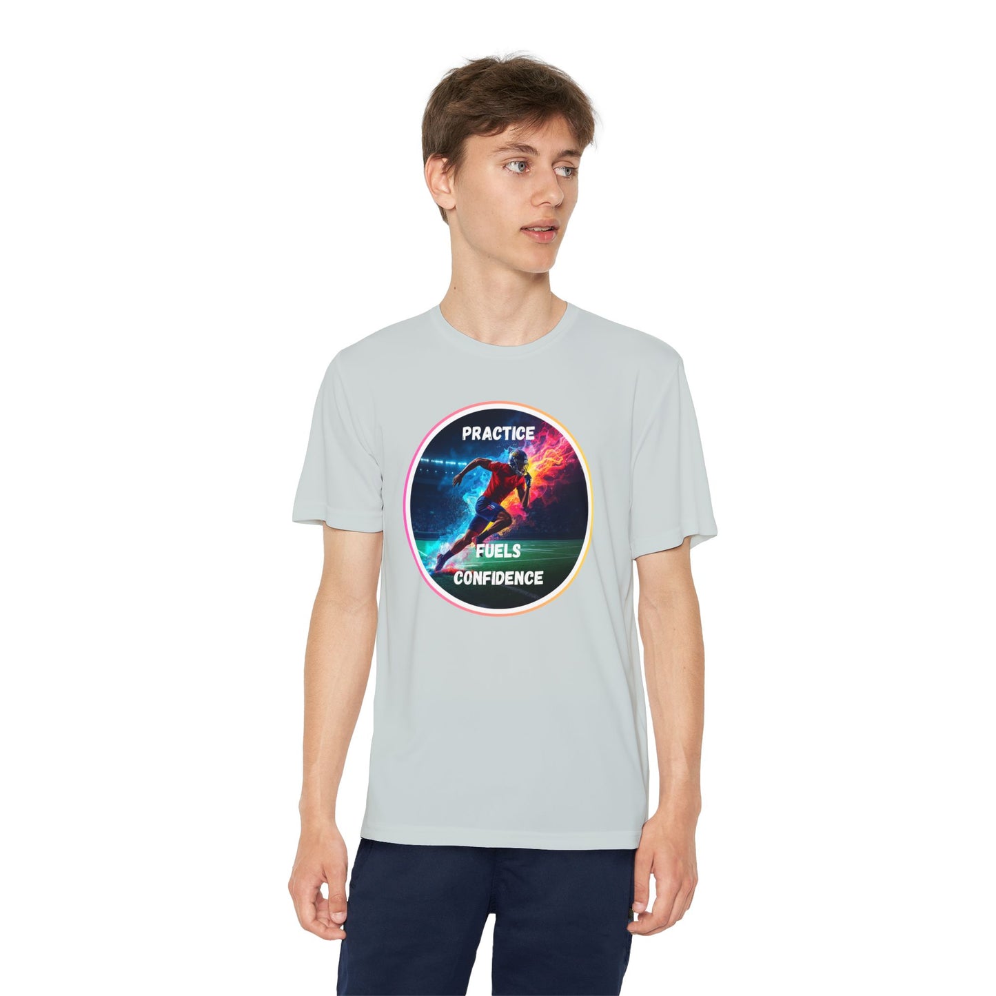 PRACTICE FUELS CONFIDENCE - Youth Athletic T-Shirt, Motivational Practice Tee for Young Athletes, Sports Team Gear, Training Apparel, Gift for Runners