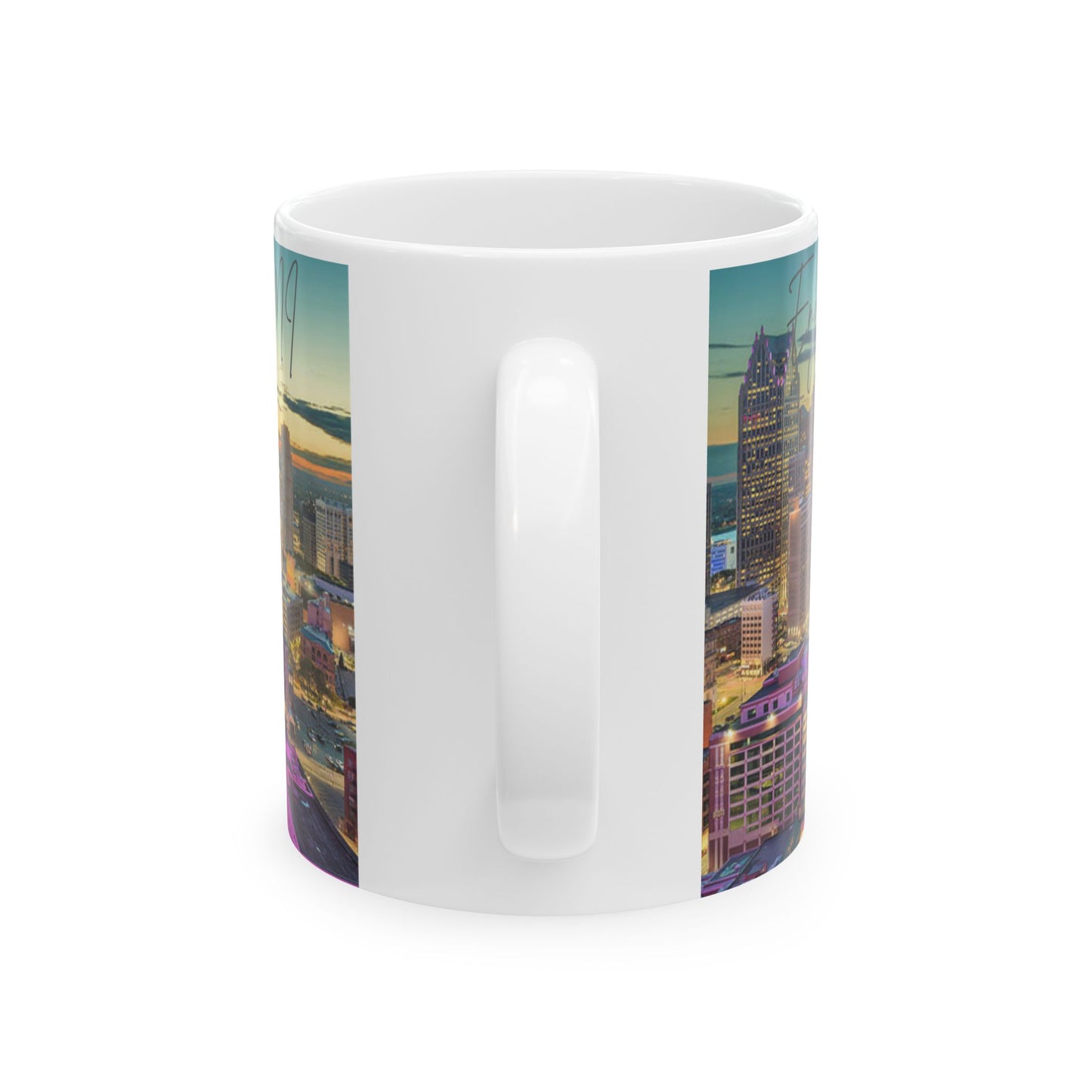 DETROIT MI - ENJOY THE BREW -  Ceramic Mug - 11oz & 15oz Coffee Cup for Skyline Lovers