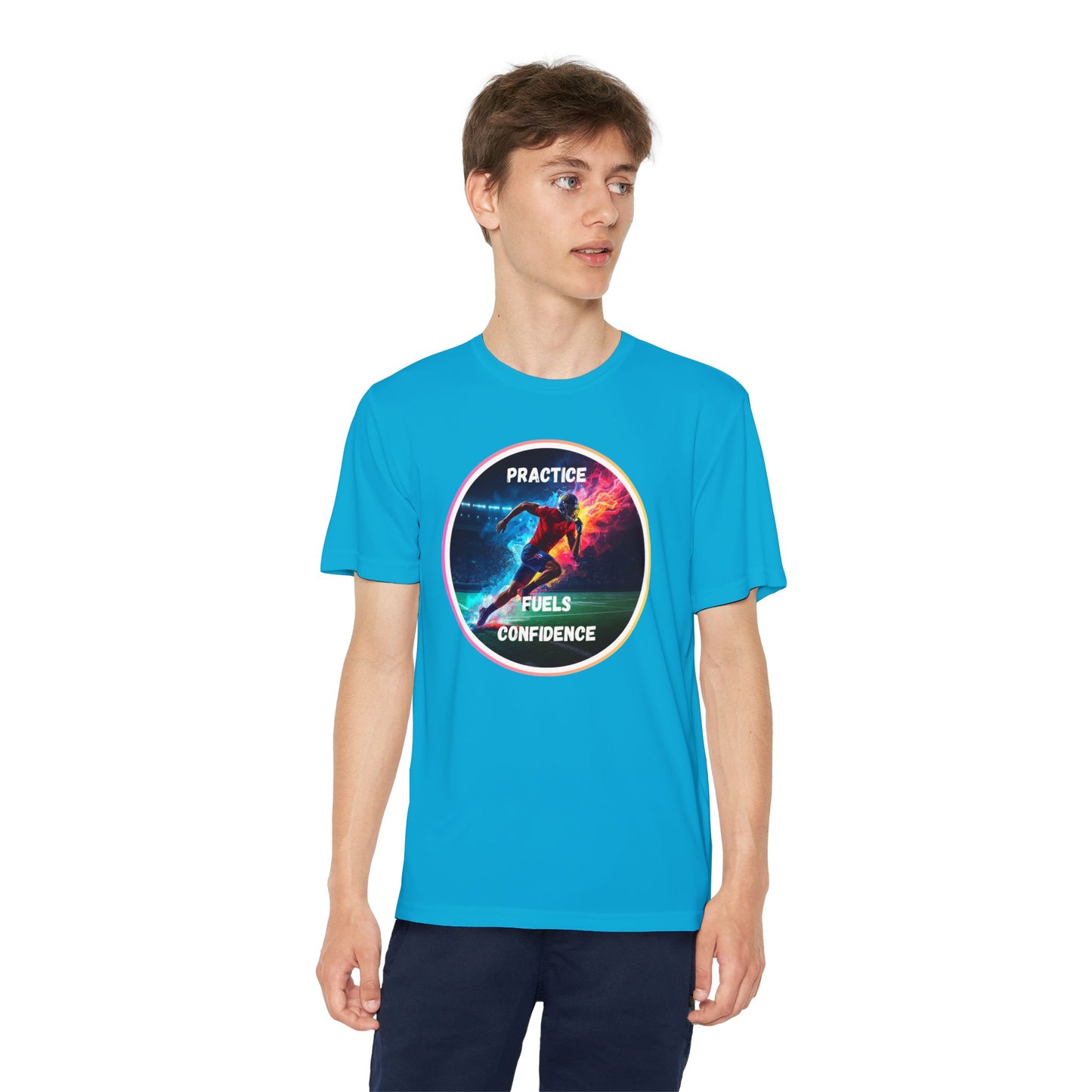 PRACTICE FUELS CONFIDENCE - Youth Athletic T-Shirt, Motivational Practice Tee for Young Athletes, Sports Team Gear, Training Apparel, Gift for Runners