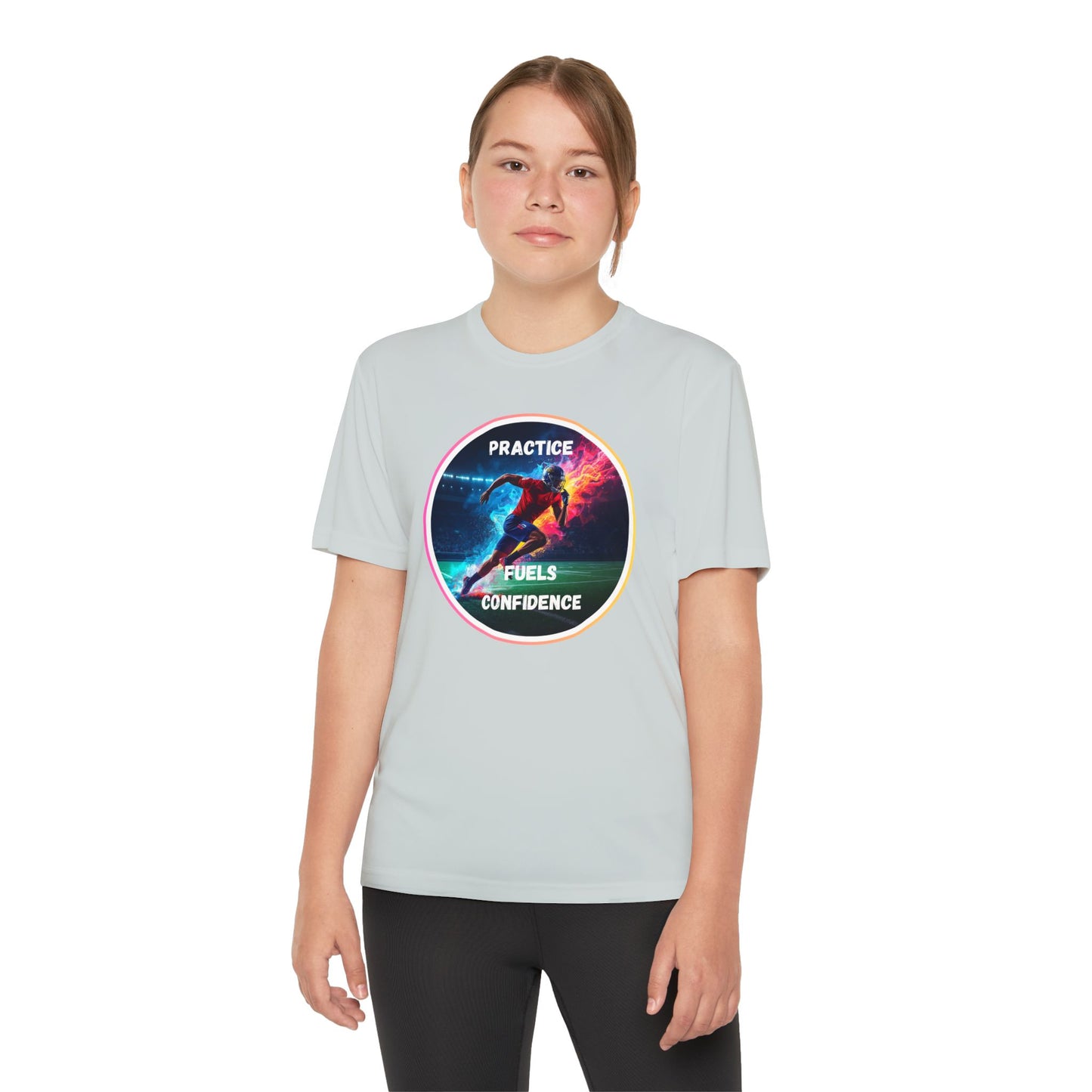 PRACTICE FUELS CONFIDENCE - Youth Athletic T-Shirt, Motivational Practice Tee for Young Athletes, Sports Team Gear, Training Apparel, Gift for Runners