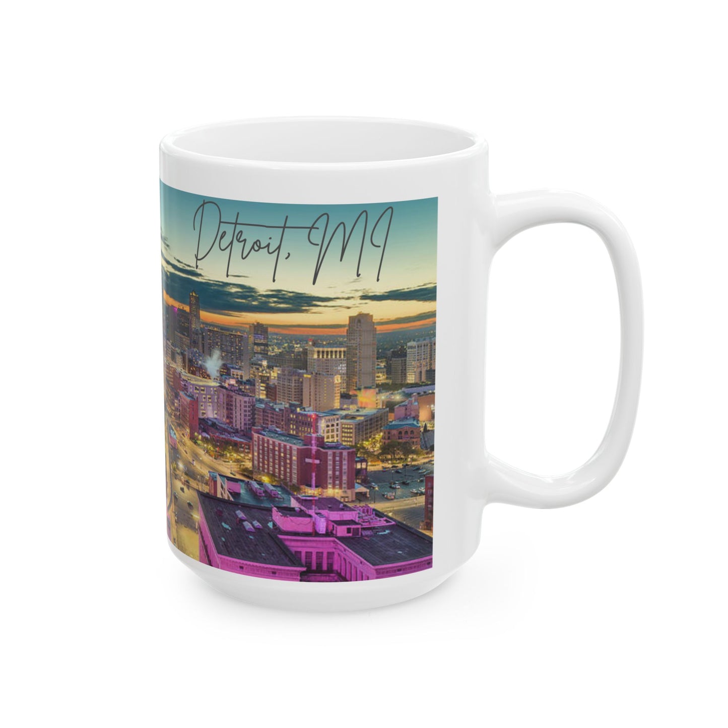 DETROIT MI - ENJOY THE BREW -  Ceramic Mug - 11oz & 15oz Coffee Cup for Skyline Lovers