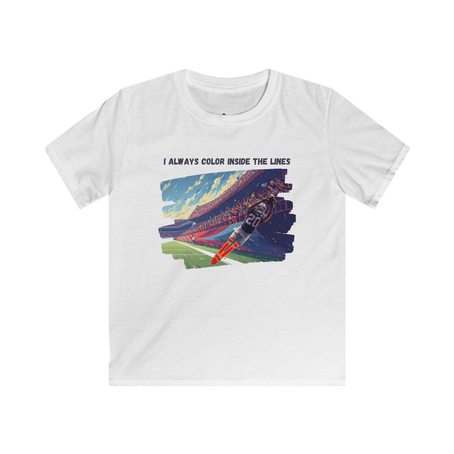 Football - color inside the lines - graphic tee Kids Graphic T-Shirt, Colorful Design, Playful Style, Creative Gift, Birthday Present, Artistic Tee