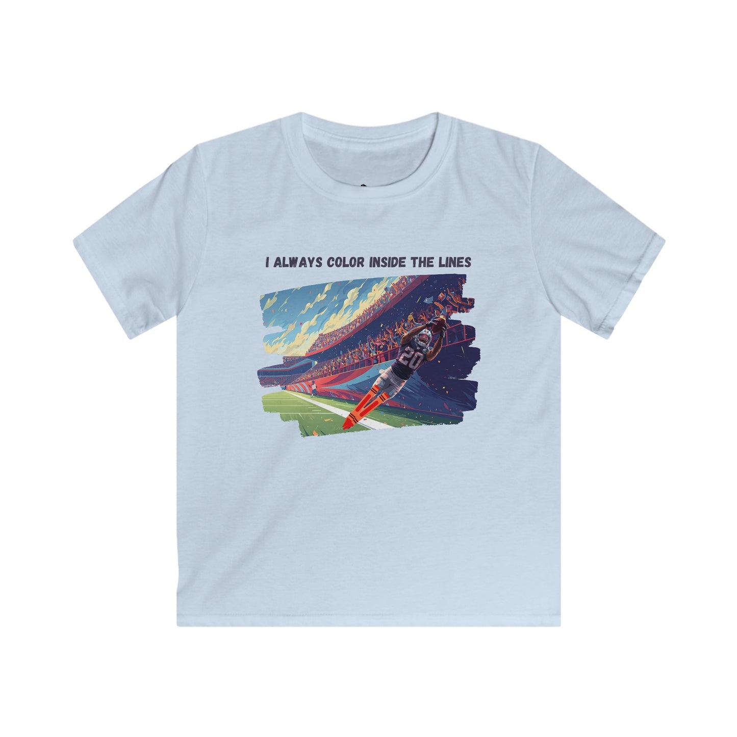 Football - color inside the lines - graphic tee Kids Graphic T-Shirt, Colorful Design, Playful Style, Creative Gift, Birthday Present, Artistic Tee