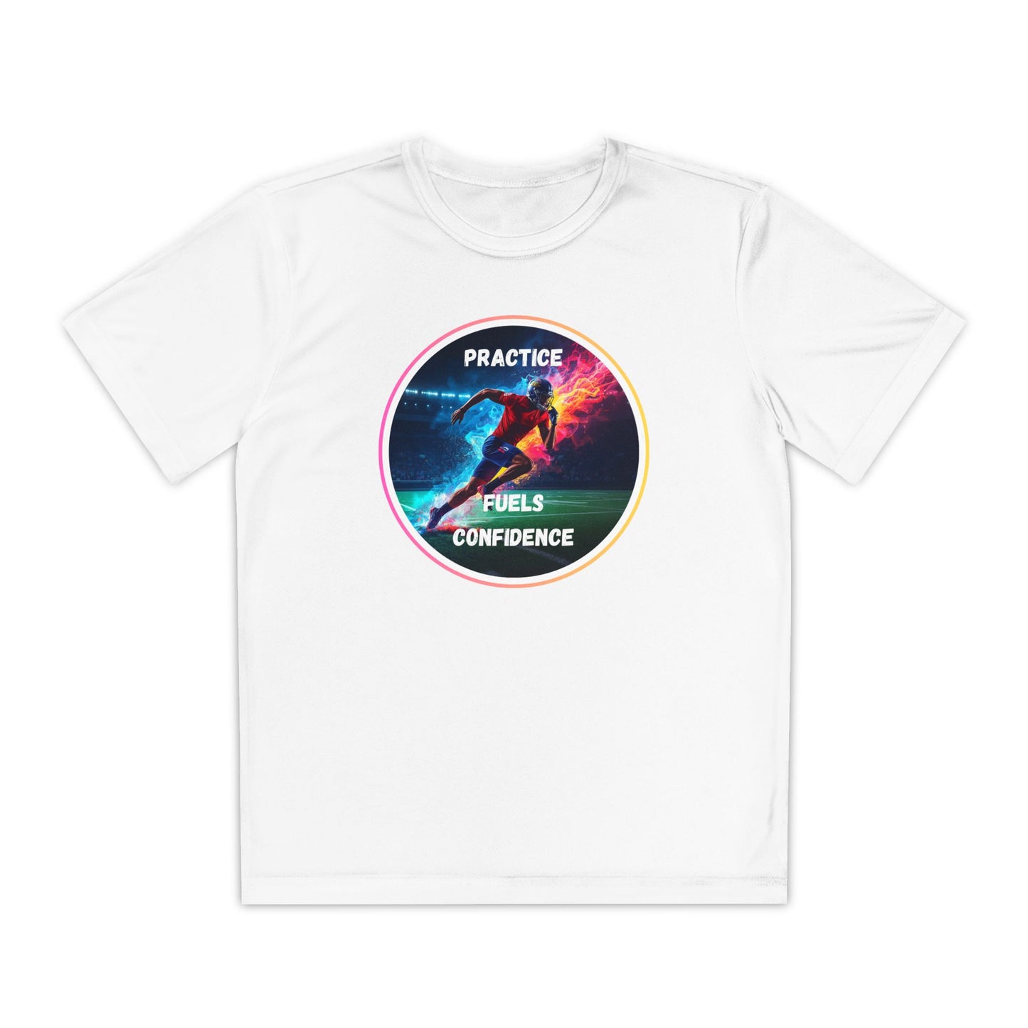 PRACTICE FUELS CONFIDENCE - Youth Athletic T-Shirt, Motivational Practice Tee for Young Athletes, Sports Team Gear, Training Apparel, Gift for Runners
