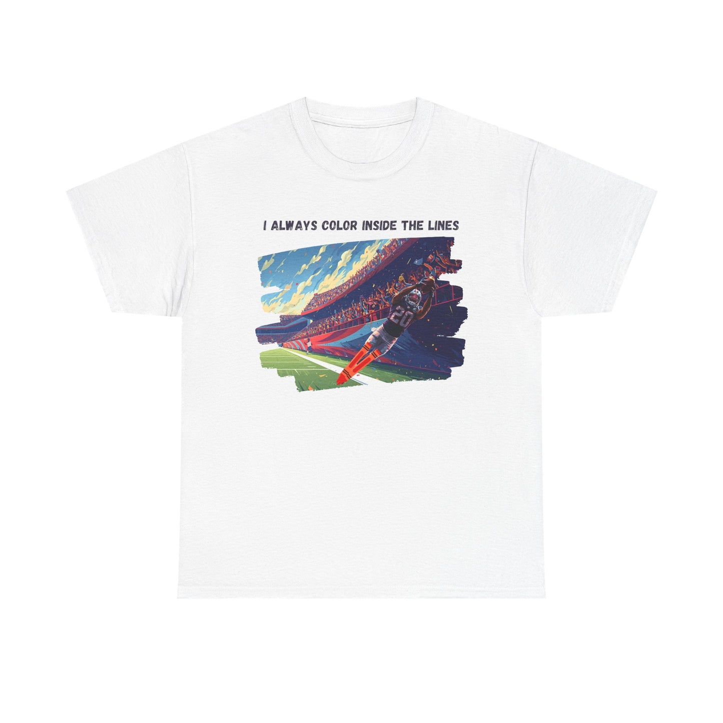 FOOTBALL COLOR INSIDE THE LINES - Creative Spirit Unisex Heavy Cotton Tee - Perfect Gift for Artists, Colorful Expression, Artistic Lifestyle, Casual Wear, Everyday Comfort